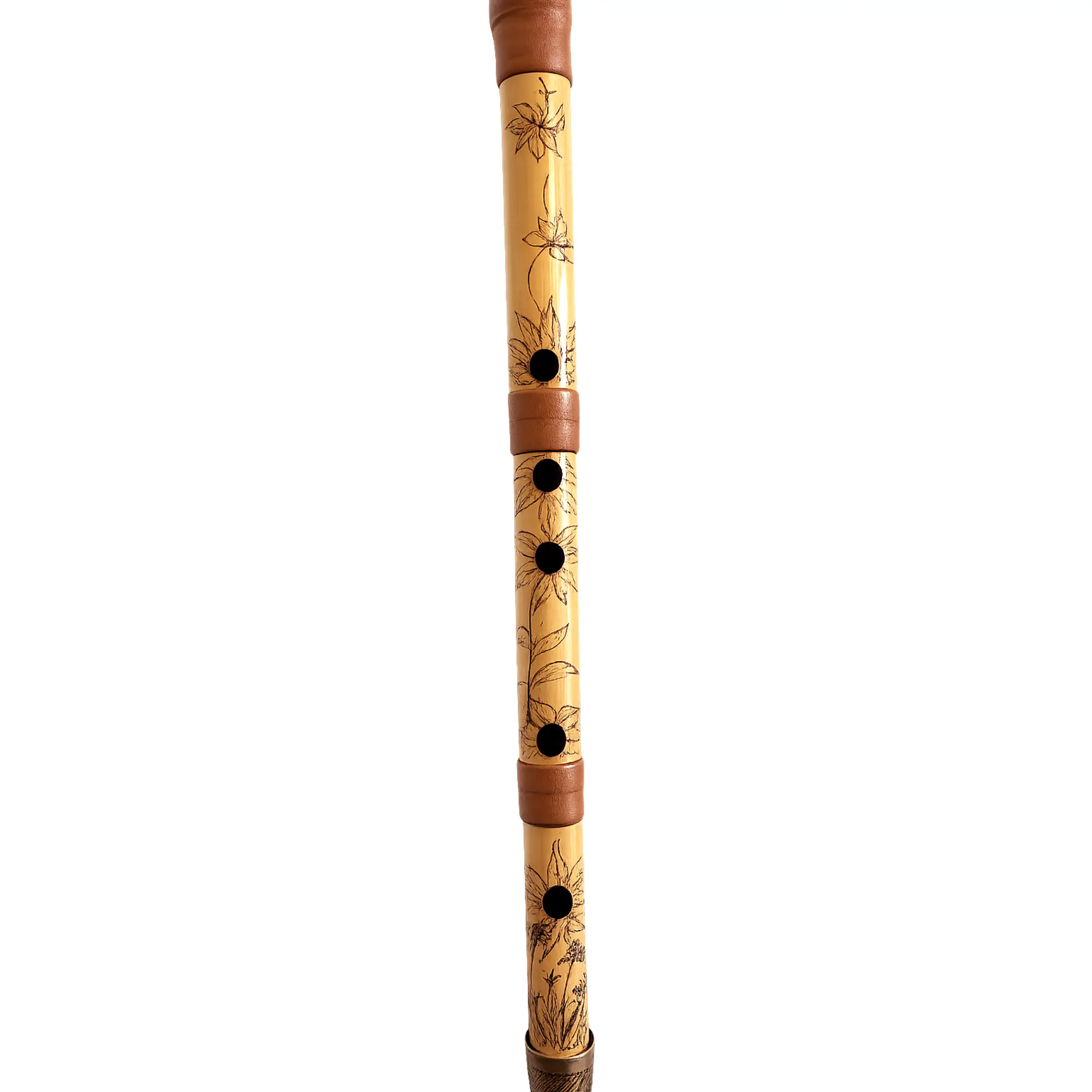 Persian Ney with hand-burned pyrography
