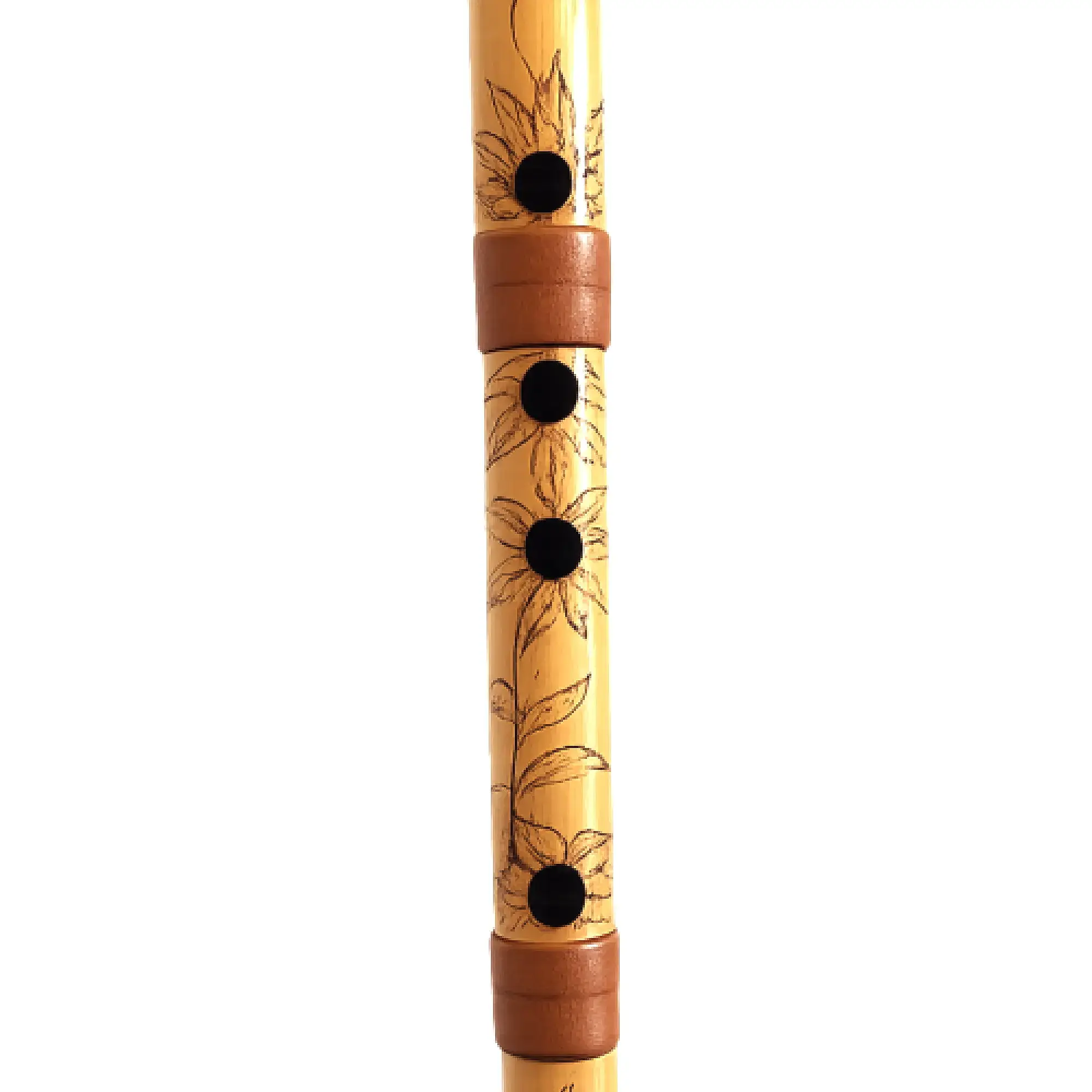 Persian Ney with hand-burned pyrography