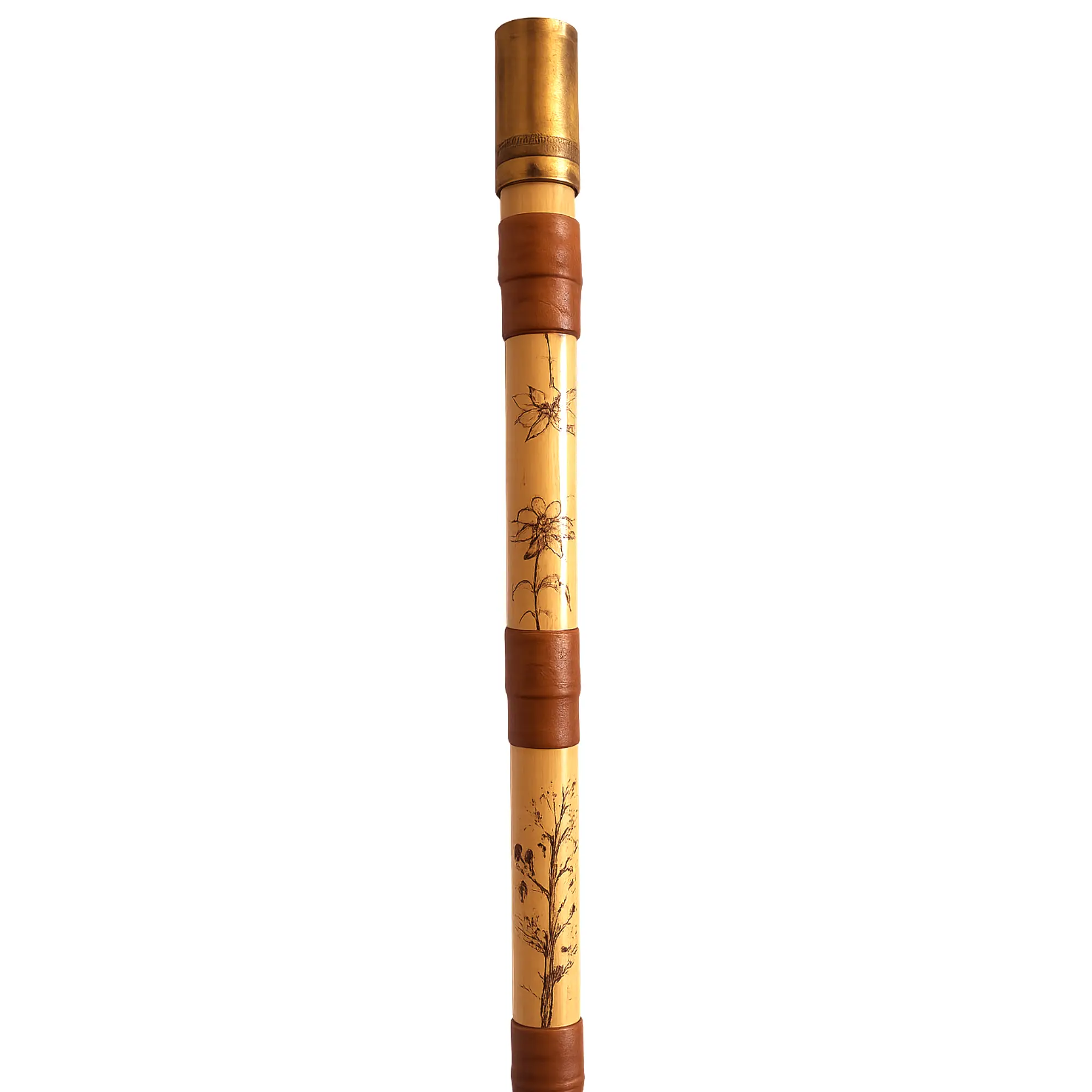 Persian Ney with hand-burned pyrography
